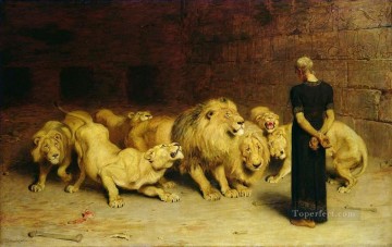 Animal Painting - Daniel en los leones Briton Riviere bestia